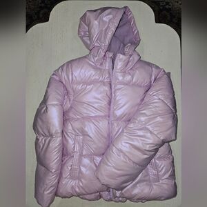 Swiss Tech Girls purple lavender Winter Zip Puffer Jacket with Hood Size M 7/8